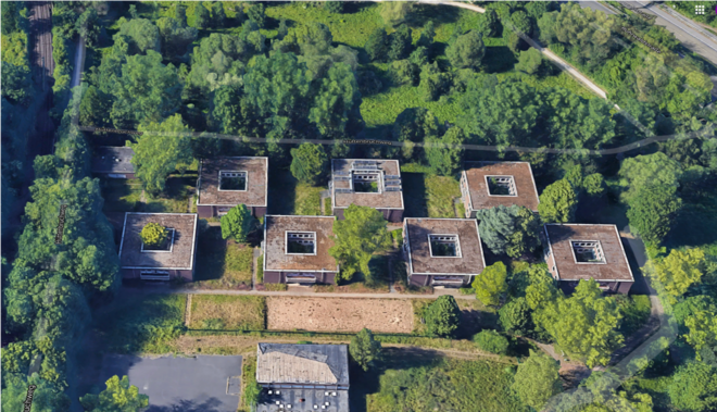 Seminar Sommersemester 2021 Wahlpflichtfach 2 Luftbild der Gebäude der ehemaligen Gehörlosenschule in Dortmund Hacheney