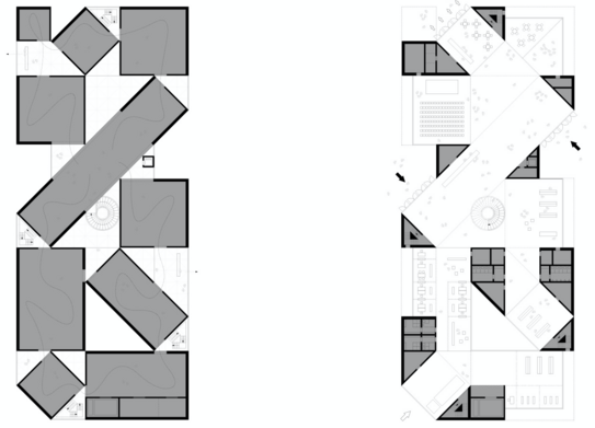 Grundrisszeichnungen des neuen Bauhaus Museums in Dessau